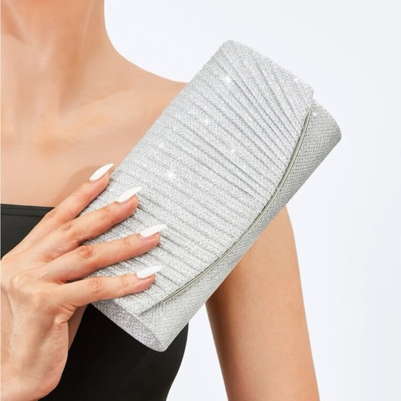 Luxe glitter party evening wedding prom clutch box bag - Picture 1 of 16